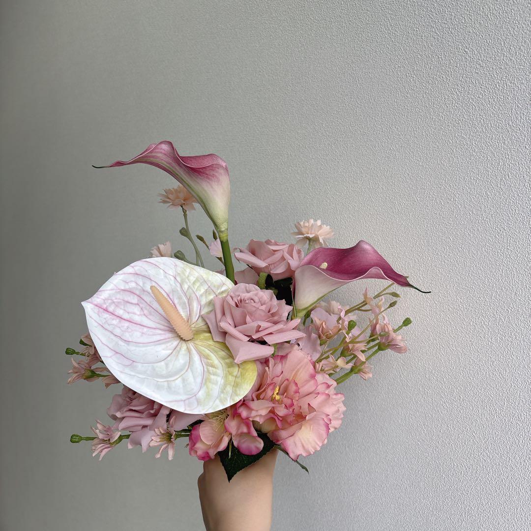 【ブートニア付き】ウェディングブーケ　世界に一つ♡ ブーケ　アーティフィシャルフ