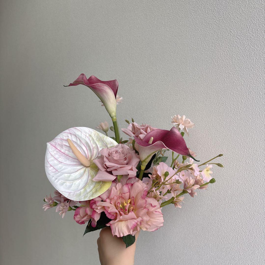 【ブートニア付き】ウェディングブーケ　世界に一つ♡ ブーケ　アーティフィシャルフ