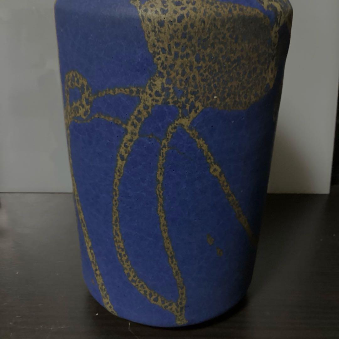 日本芸術院会員　森野泰明　花瓶　滄碧　共箱　栞付き