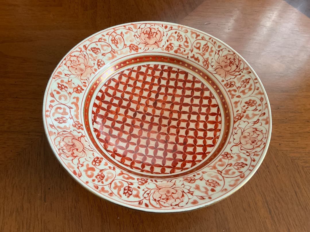 八郷葦穂窯　古川鉃彌、古川雅子共作　染め付け金彩皿