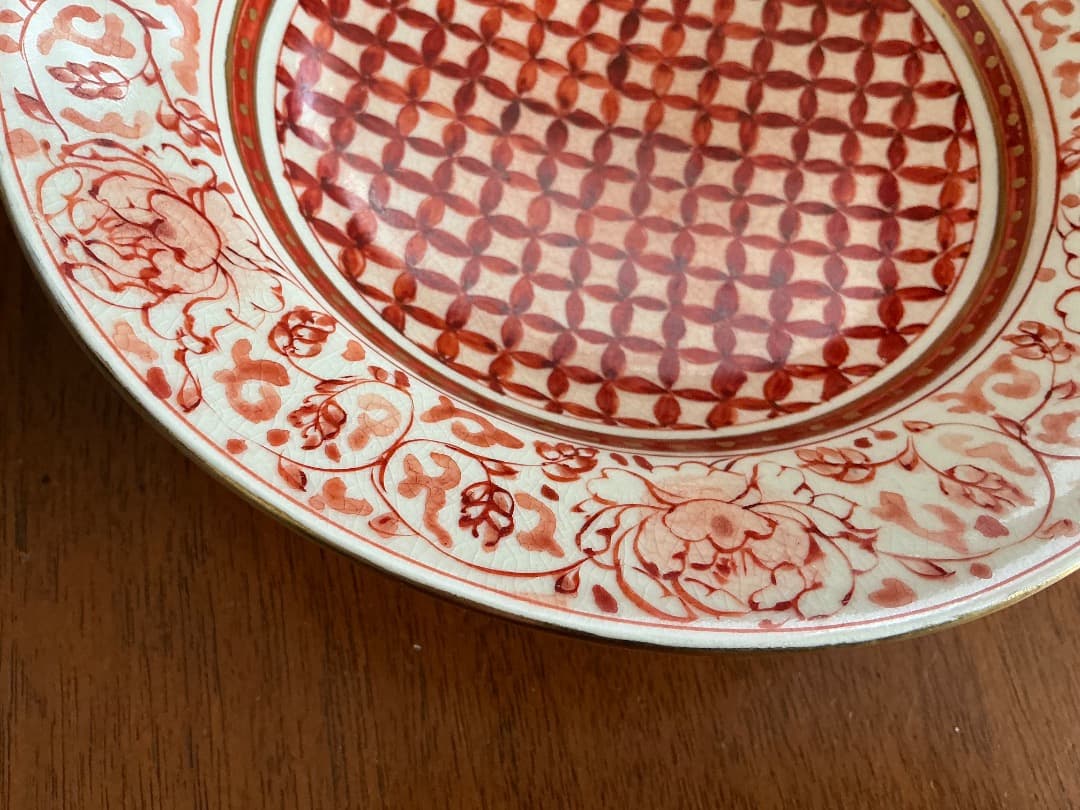 八郷葦穂窯　古川鉃彌、古川雅子共作　染め付け金彩皿