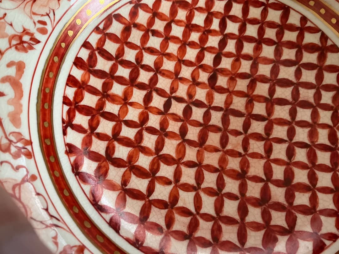 八郷葦穂窯　古川鉃彌、古川雅子共作　染め付け金彩皿