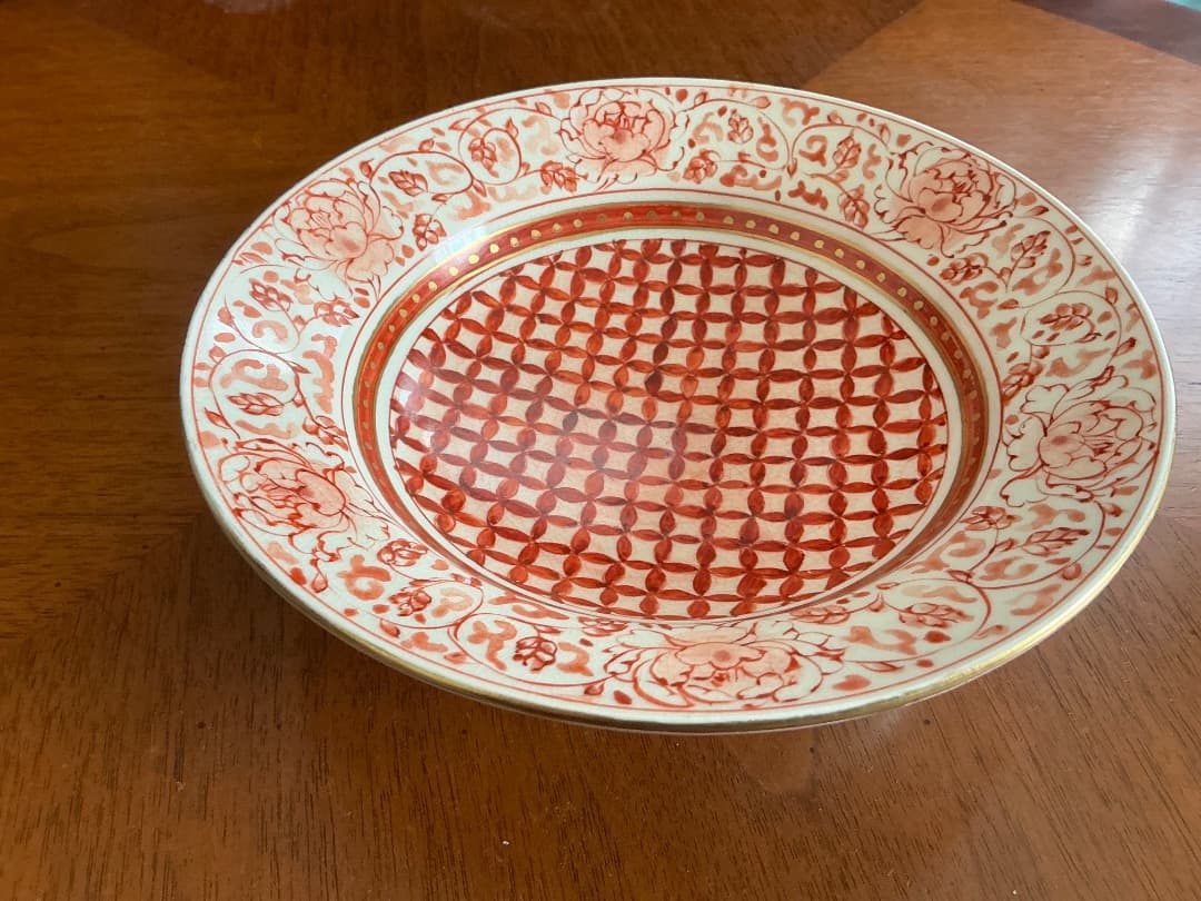 八郷葦穂窯　古川鉃彌、古川雅子共作　染め付け金彩皿