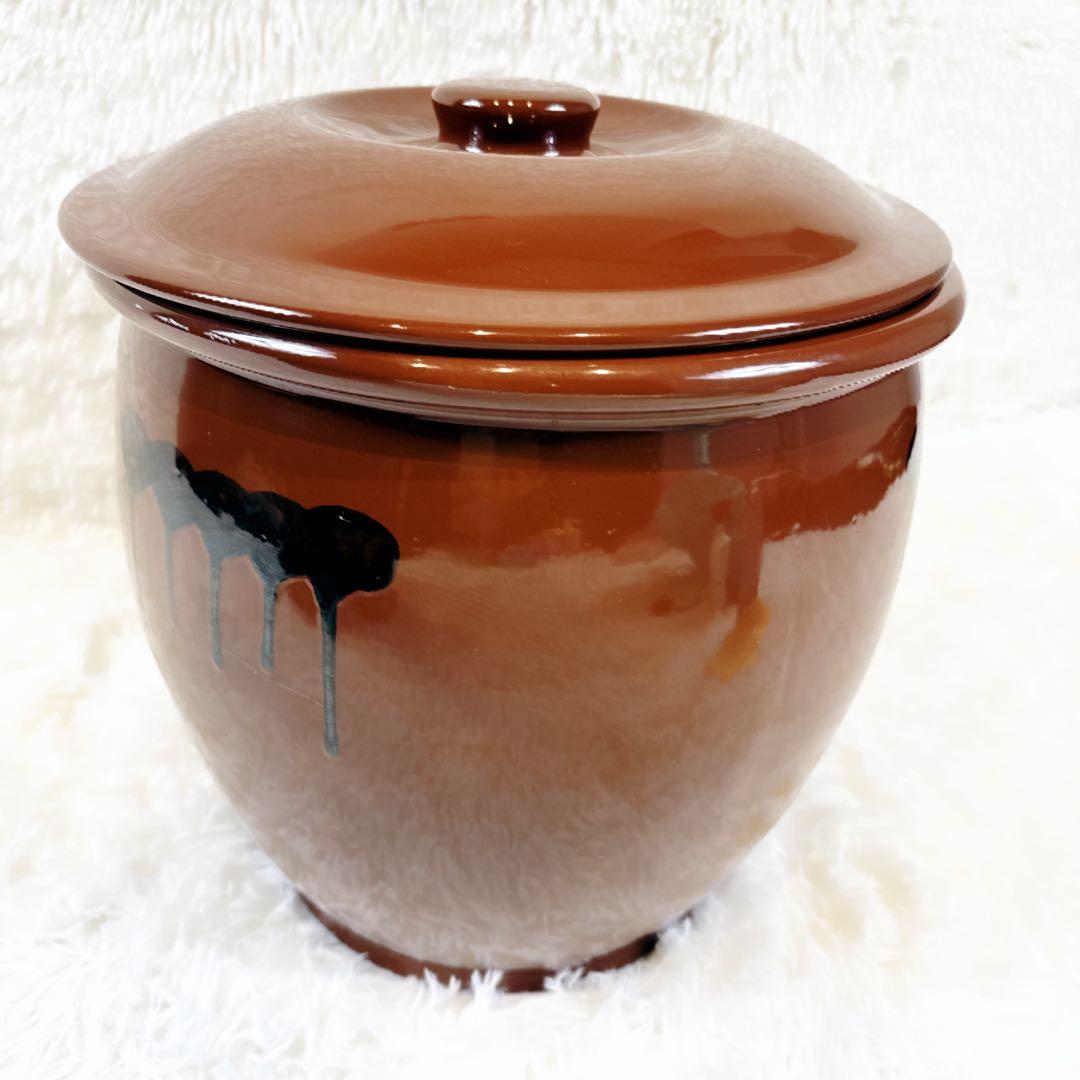 【美品】常滑焼 久松窯 　丸壺 蓋付き 10号