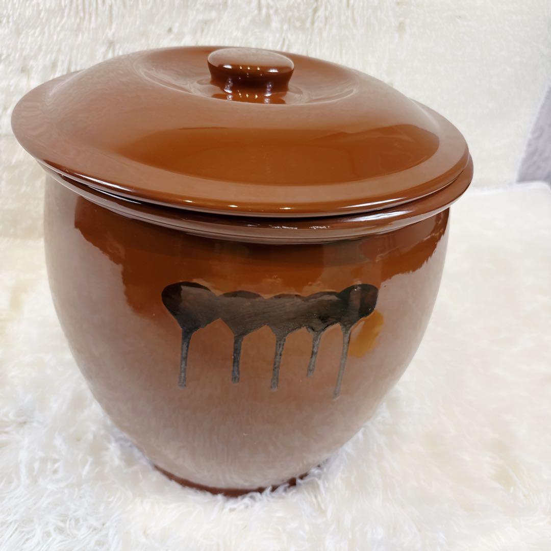 【美品】常滑焼 久松窯 　丸壺 蓋付き 10号