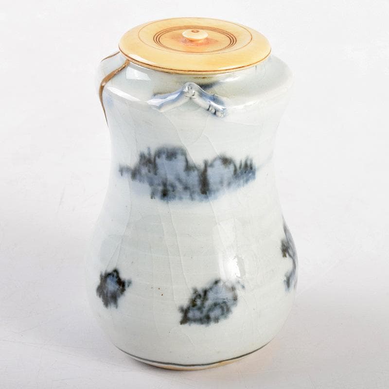 茶道具　唐津焼　絵唐津　山水人物文　甘手　茶入　時代箱付　M　R4981
