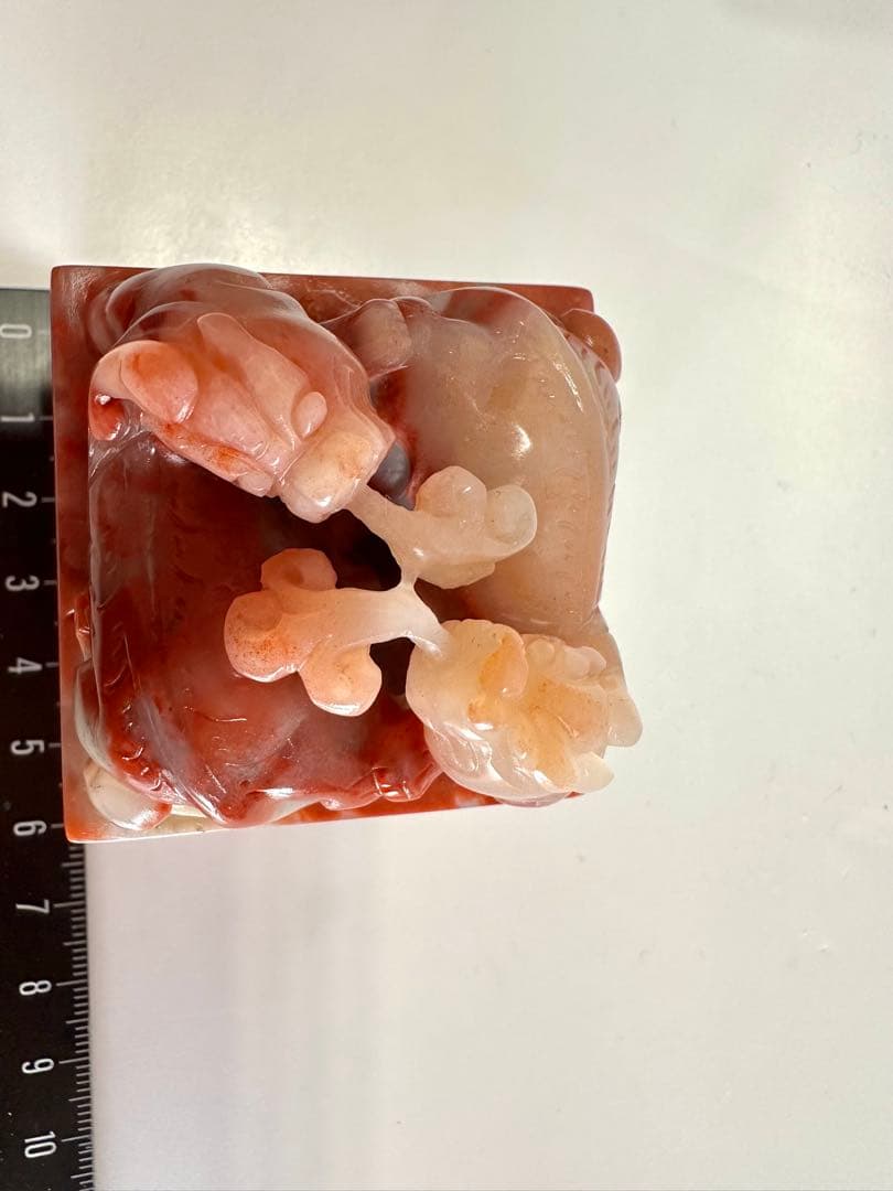 【螭虎献芝】 古獣　美品　ラオス 老挝 水凍　印材 落款 遊印 雅号　大材