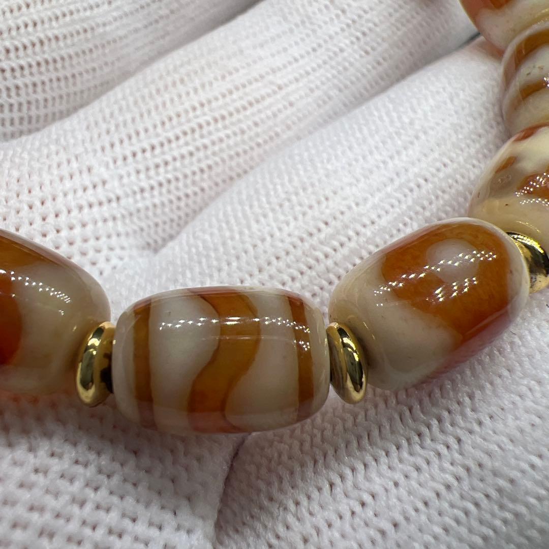 文玩堂：红肉天珠手链（贵人-虎牙-熊猫天珠）