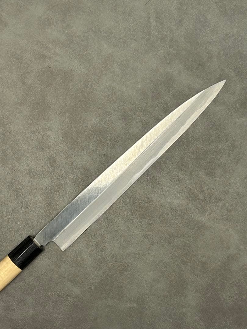 柳刃 包丁 240mm 安来鋼青紙２号 朴シノギ柄 ②