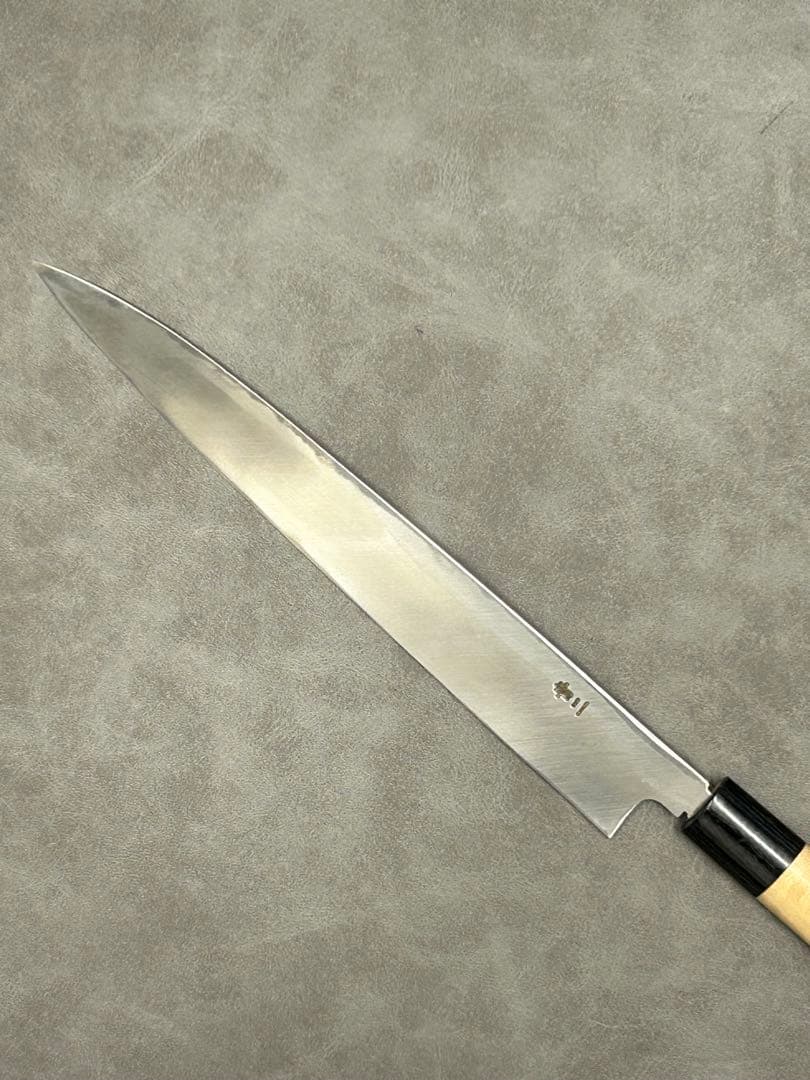 柳刃 包丁 240mm 安来鋼青紙２号 朴シノギ柄 ②