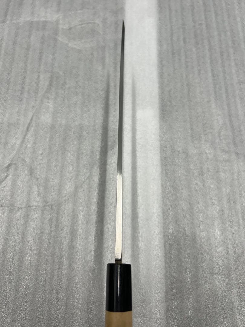 柳刃 包丁 240mm 安来鋼青紙２号 朴シノギ柄 ②