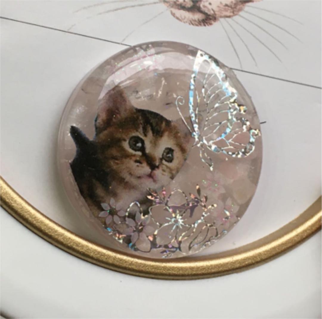 レジンヘアゴム♡天然石ローズクオーツ猫ちゃん・再販不可