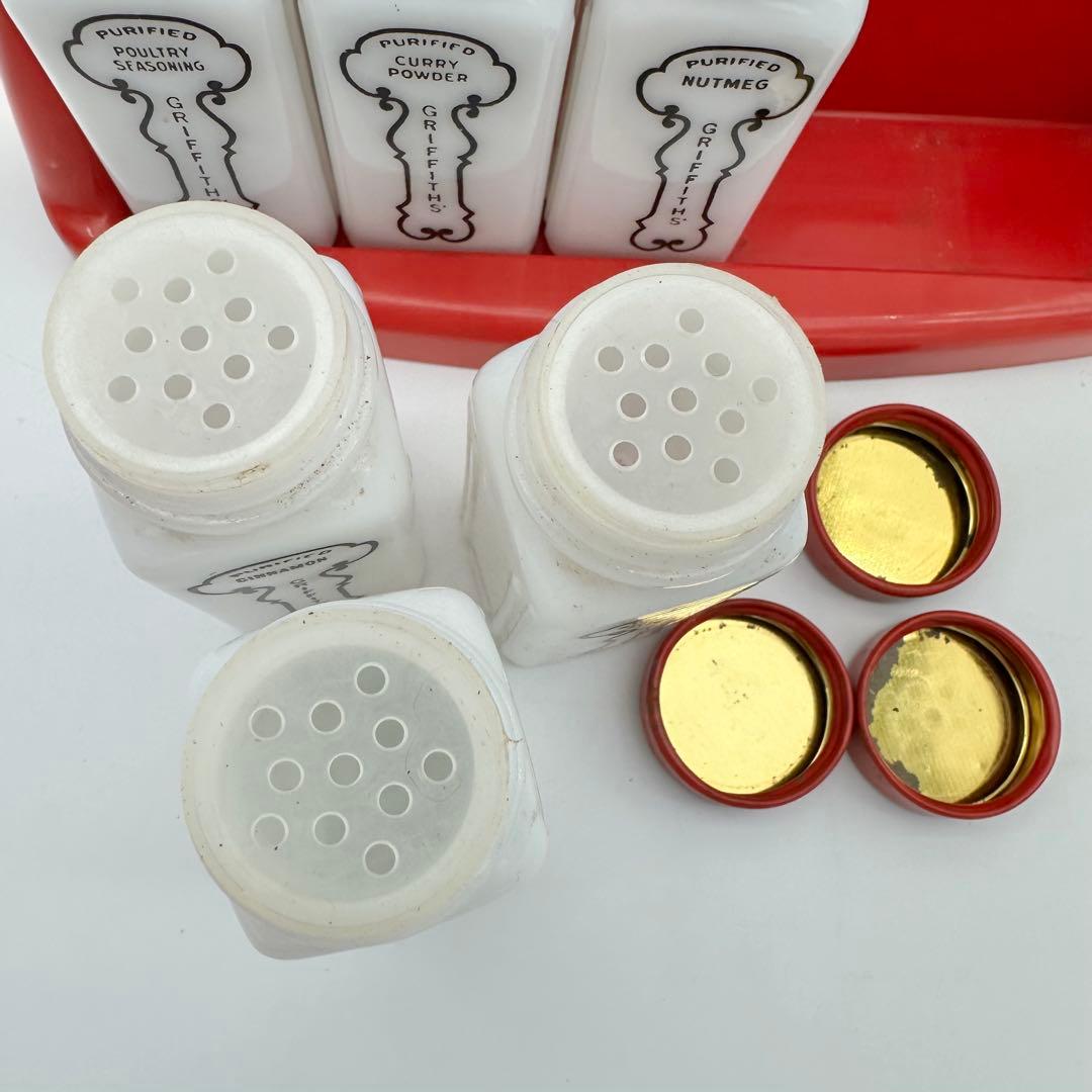 ビンテージ　グリフィス　スパイスボトル　ミルクガラス　USA雑貨　ガラス瓶