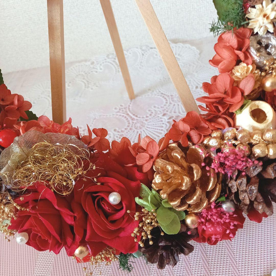 No141  真っ赤なバラとリンリンベル❄︎.*クリスマスリース❤︎ 2024