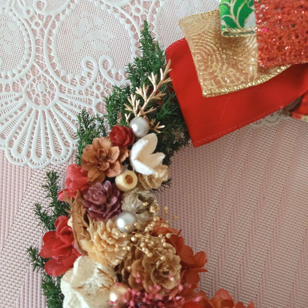 No141  真っ赤なバラとリンリンベル❄︎.*クリスマスリース❤︎ 2024