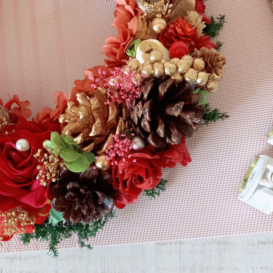 No141  真っ赤なバラとリンリンベル❄︎.*クリスマスリース❤︎ 2024