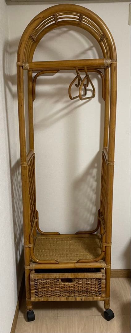 竹製ハンガーラック&ハンガー　キャスター付き