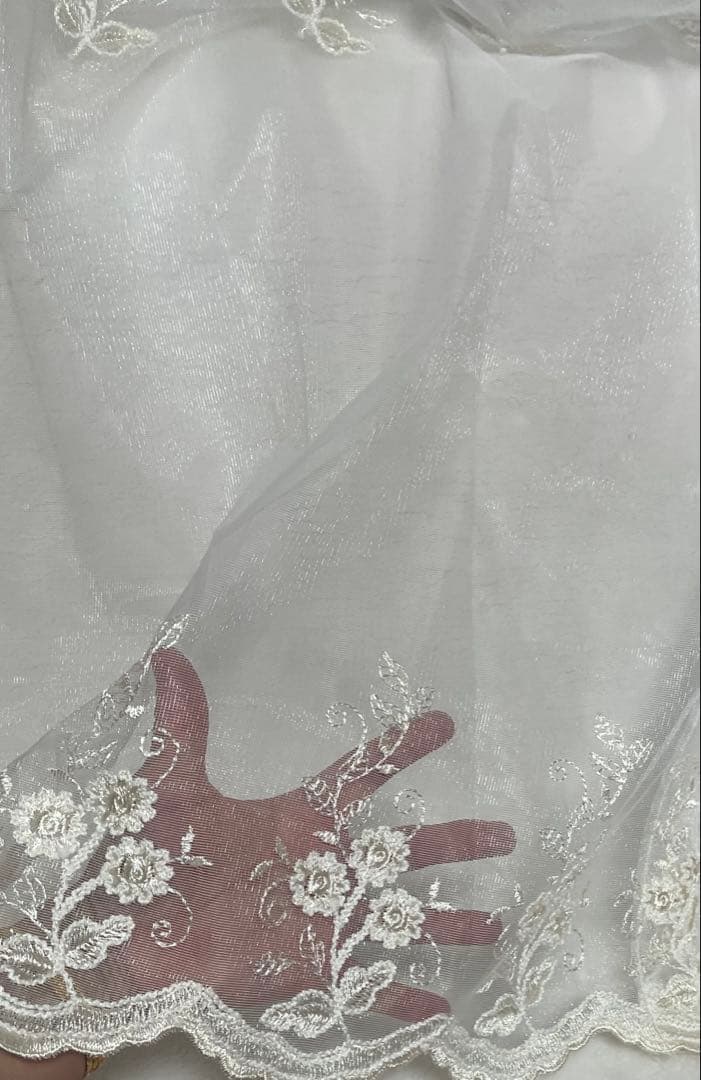 レース カーテン, 花刺繍入り カーテン、H204cmXW110cm X 2,