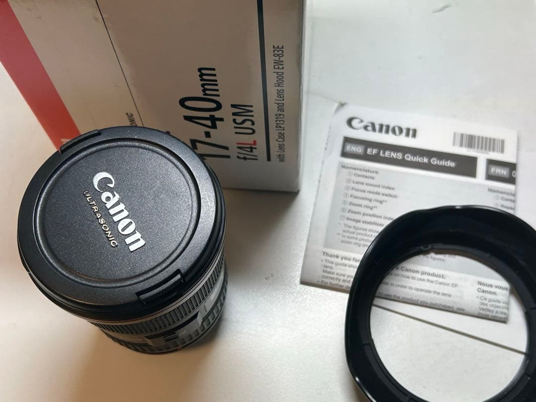 Canon EF17-40mm F4L STM 元箱、説明書付属
