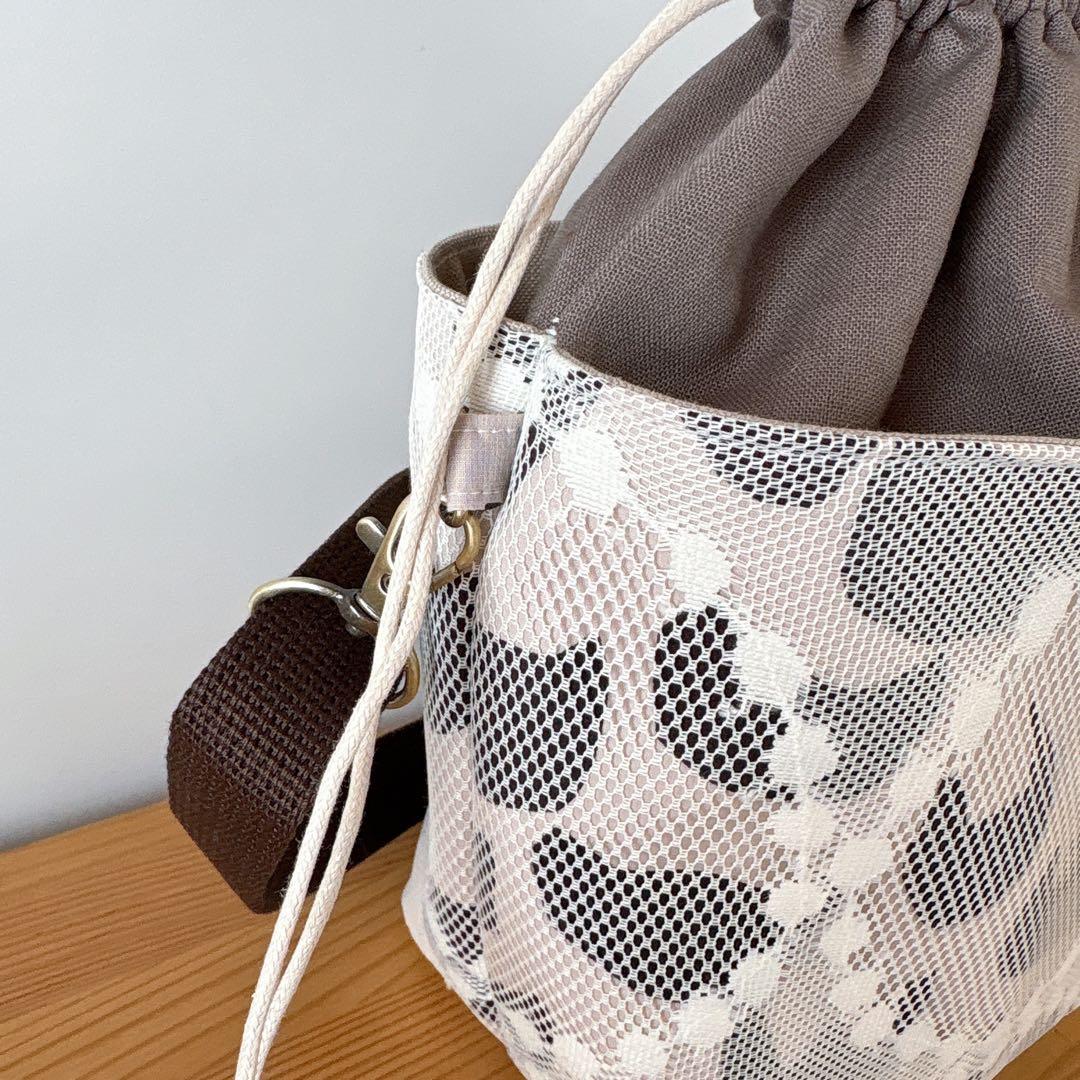 ミナペルホネン anone anoneとタンバリンレースの巾着ショルダーバッグ