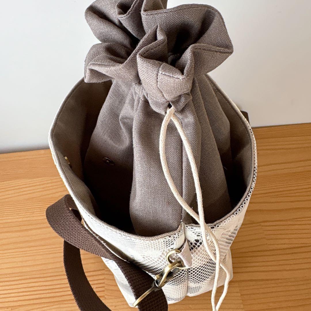 ミナペルホネン anone anoneとタンバリンレースの巾着ショルダーバッグ