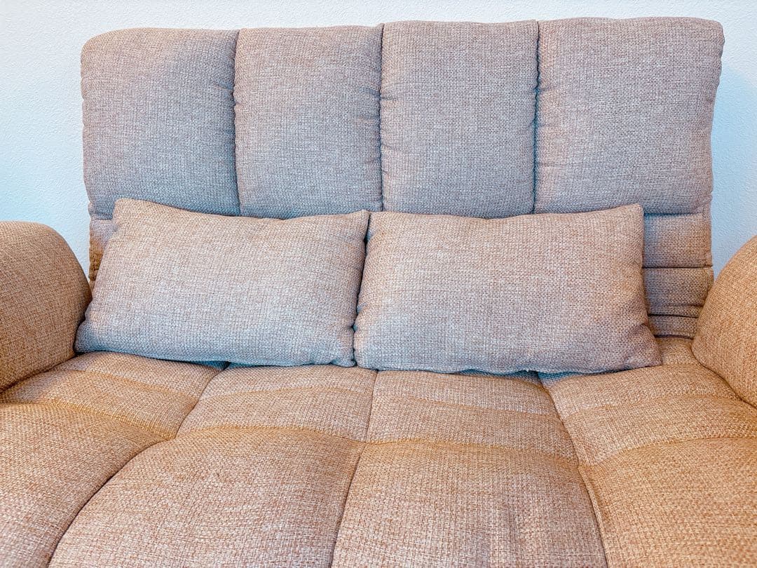 【たのメル便】ベージュ コイルカウチソファ 2人掛けソファ　東京インテリア