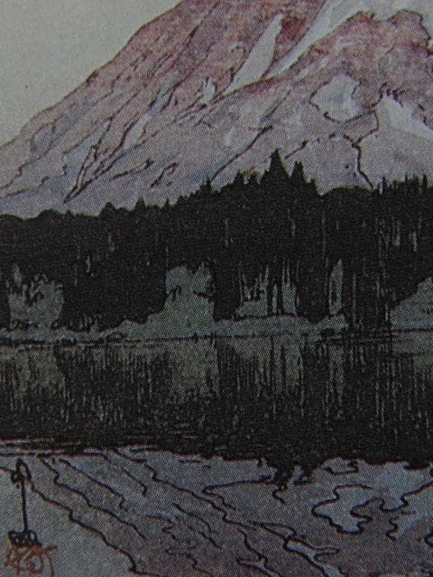 吉田博、れにや山　りふれく志よん湖、希少な額装用画集より、新品高級額装付