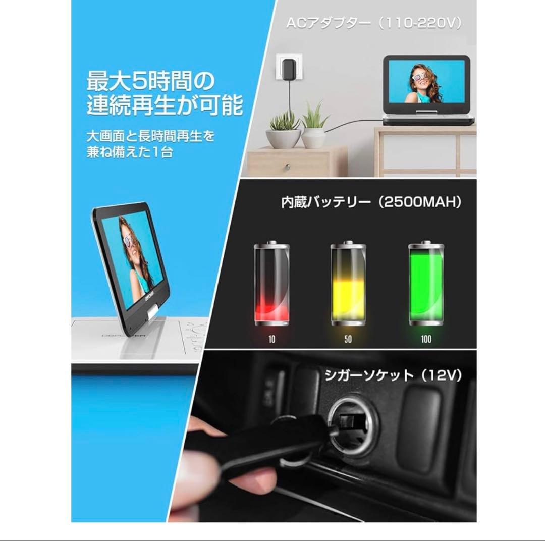 【新機種】 DBPOWER ポータブルDVDプレーヤー 12.5型