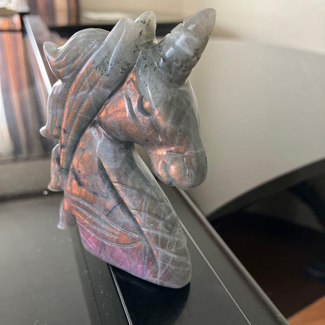美！パープル&オレンジシラー　ラブラドライト　ユニコーン　ペガサス　天然石置物