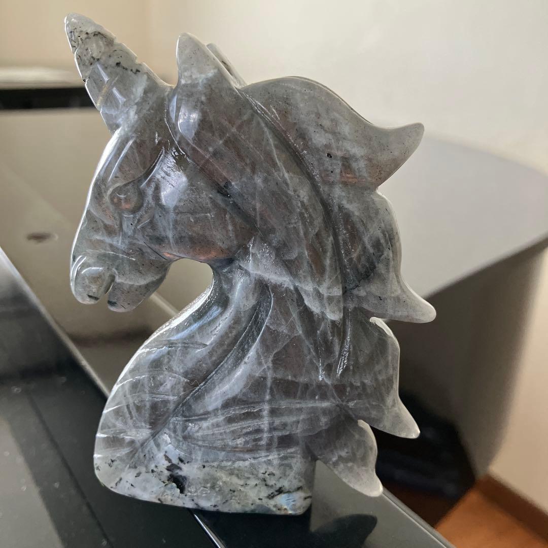 美！パープル&オレンジシラー　ラブラドライト　ユニコーン　ペガサス　天然石置物