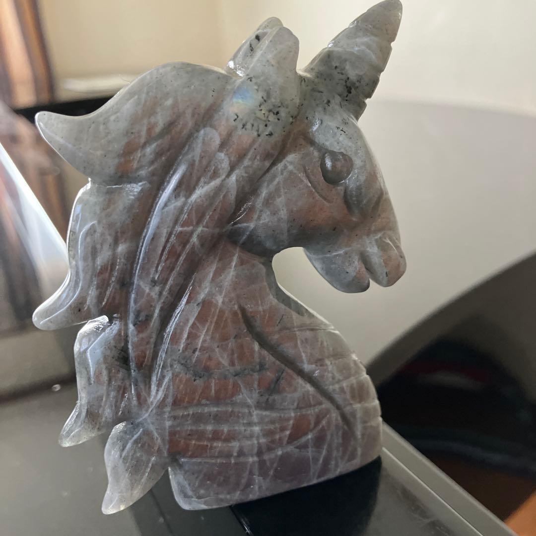 美！パープル&オレンジシラー　ラブラドライト　ユニコーン　ペガサス　天然石置物