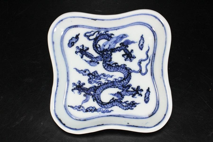 中国美術 青花 雲龍紋 組皿 新渡 皿 五件 送料無料