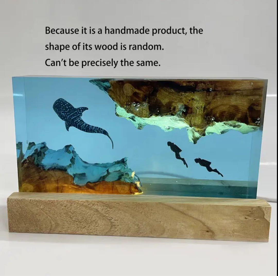 レジンランプ　海　ナイトランプ　ジンベエザメ　ダイビング　アート　インテリア