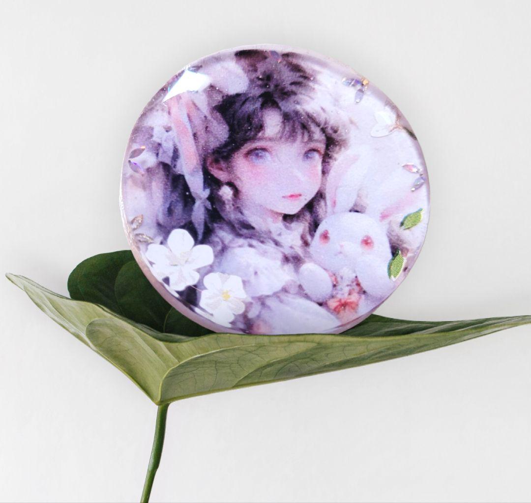 NO.433❤うさぎ 美少女❤レジンヘアゴム  ブローチ