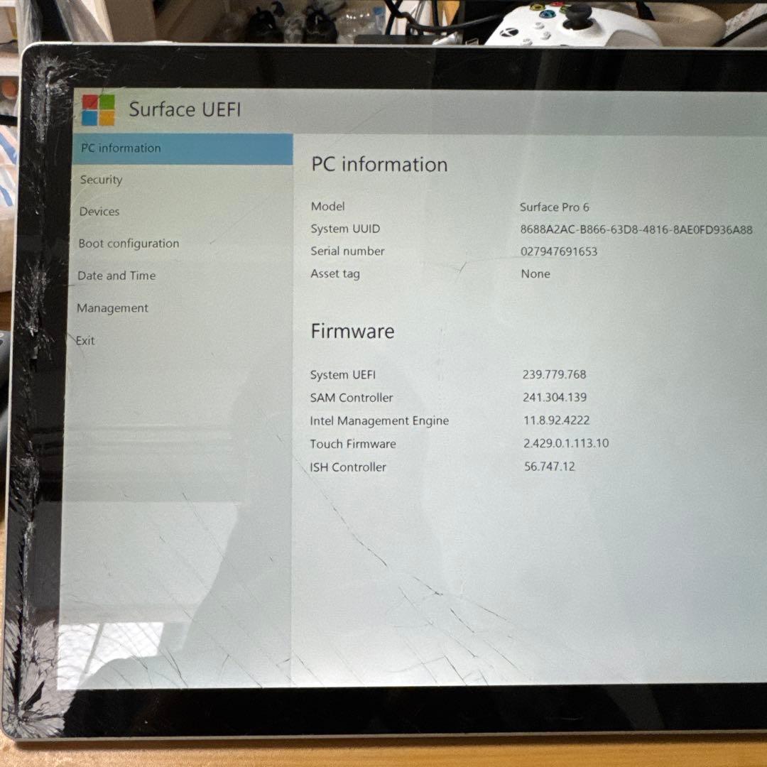 Windowssurface pro6 タブレット 本体 画面割れあり