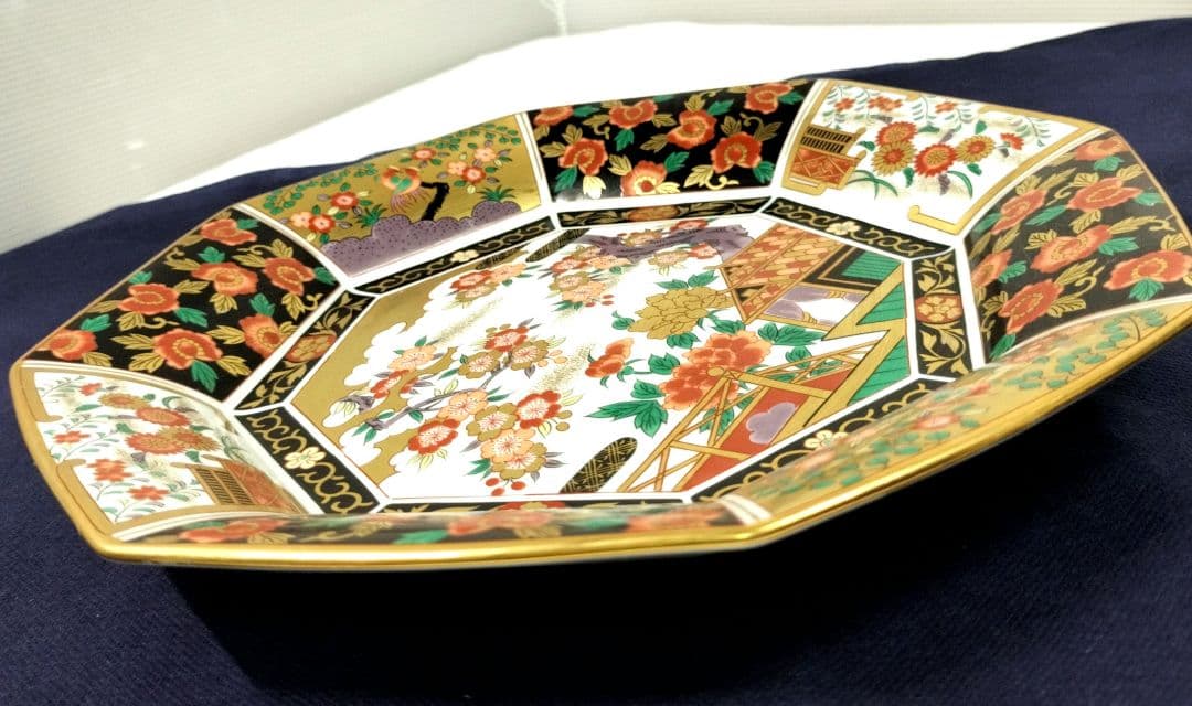 有田焼 青藍窯 古伊万里紋 金蘭手 金彩 八角皿