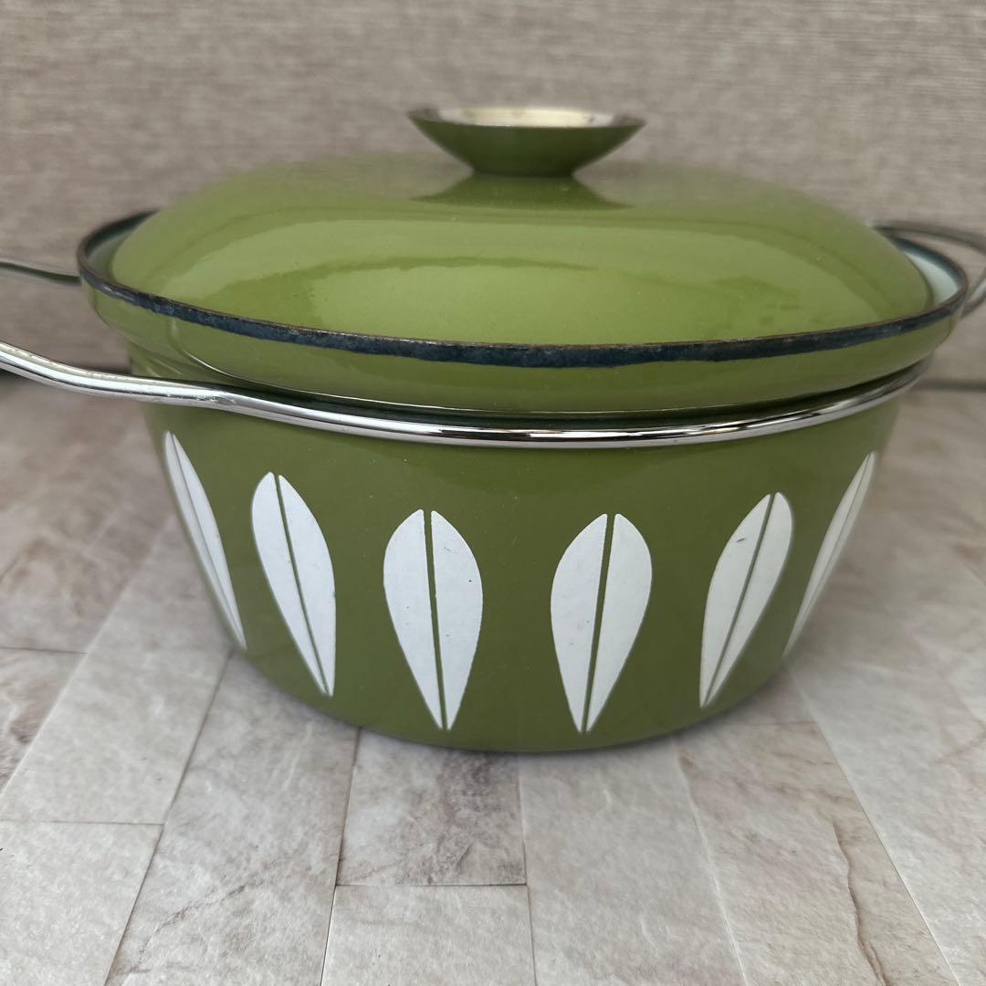 キャサリンホルム ロータス オリーブグリーン ホーロー ミルクパン