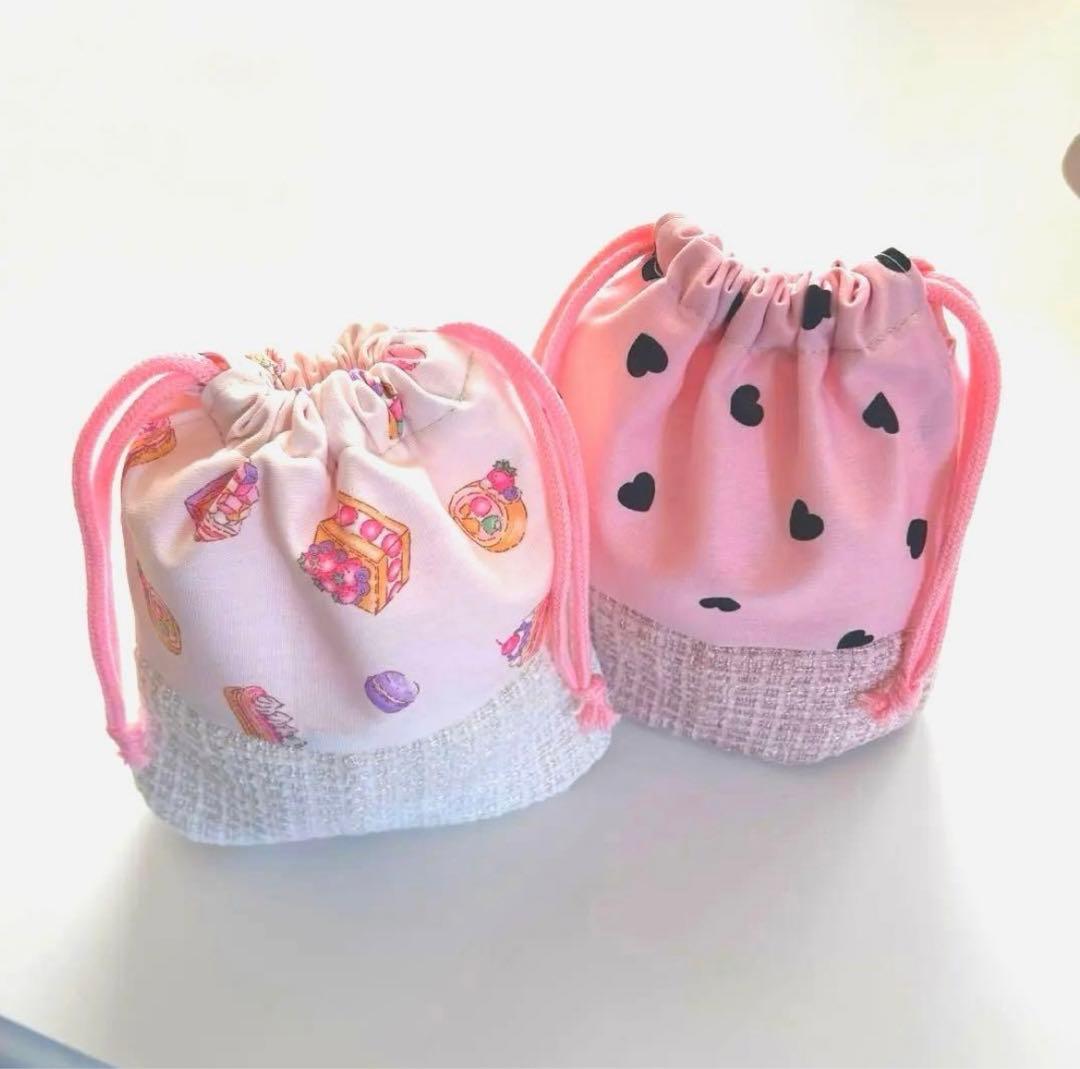 ハート キルティング レッスンバッグ 上履き入れ 白 ピンク 入園入学準備