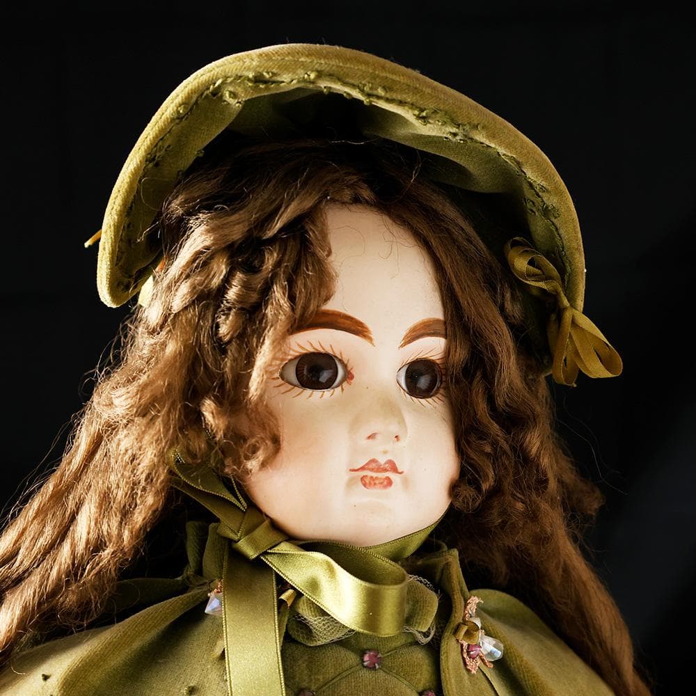 美しい ビスクドール 直立 高さ50㎝ 磁器 グラスアイ フランス人形