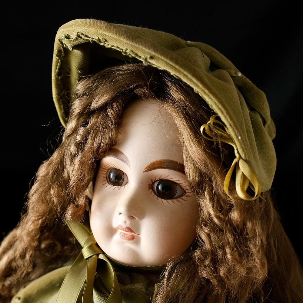 美しい ビスクドール 直立 高さ50㎝ 磁器 グラスアイ フランス人形