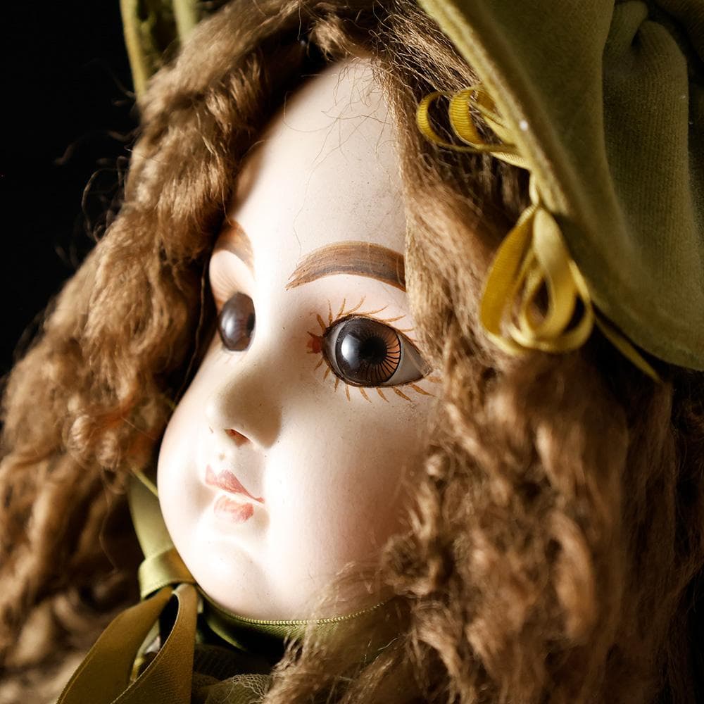 美しい ビスクドール 直立 高さ50㎝ 磁器 グラスアイ フランス人形