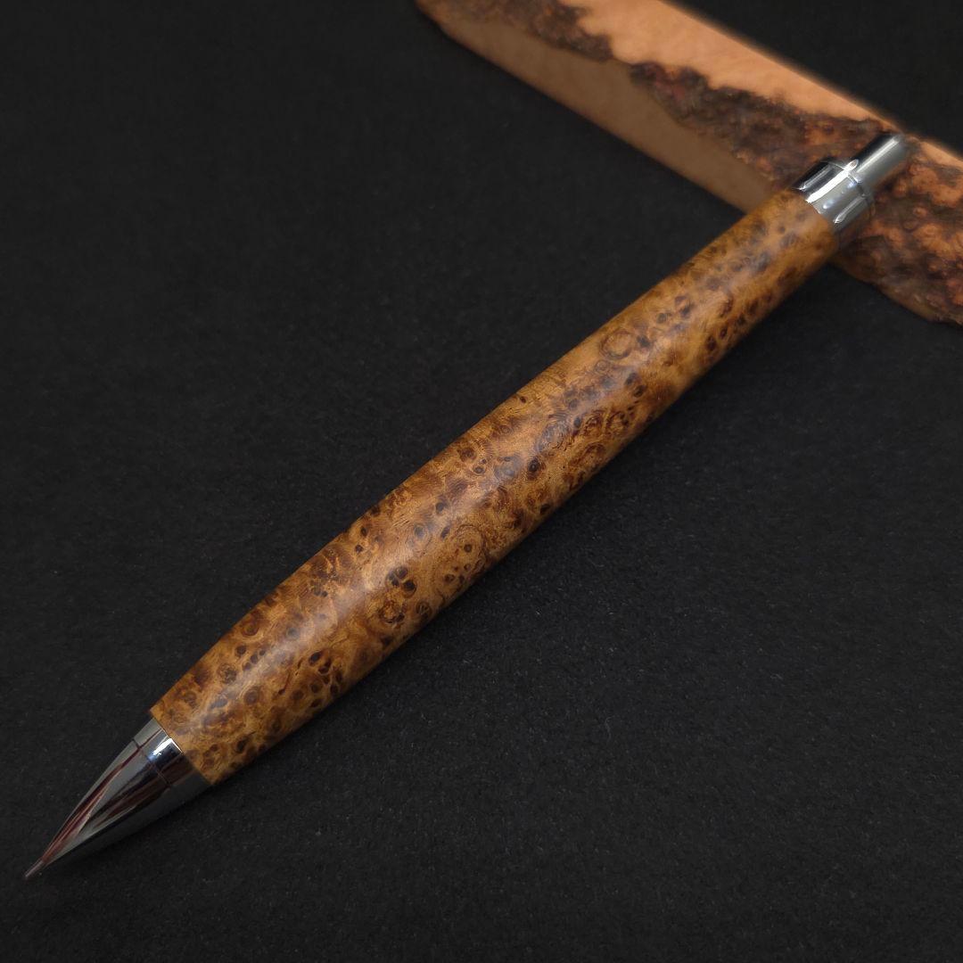 No.35ハンドメイド木軸シャーペンアンボイナバール