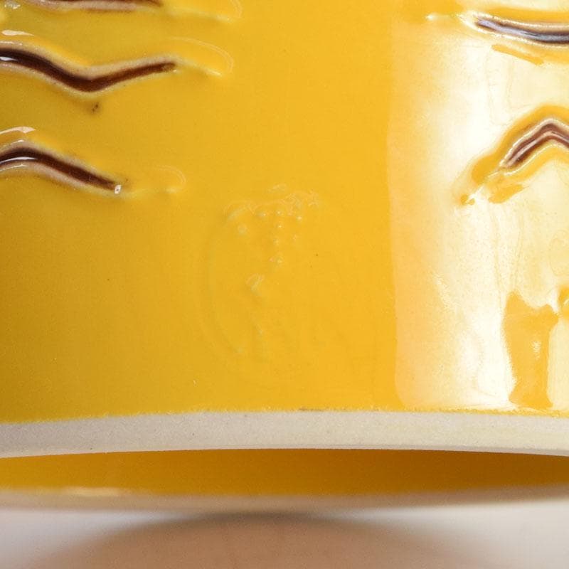 茶道具　中村翠嵐作　黄交趾　根引松　蓋置　共箱　V　9119