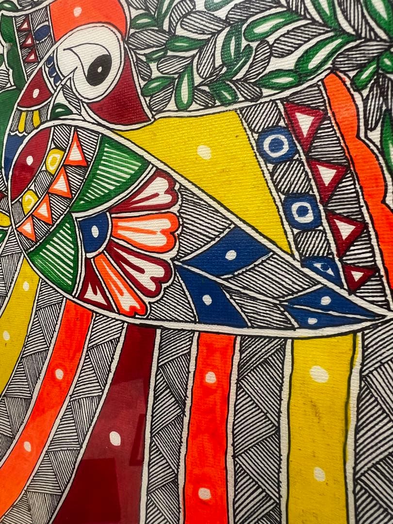 マドゥバニ（ミティラー）ペイント＜アニマル＞28 cm×38cm (大)サイン入