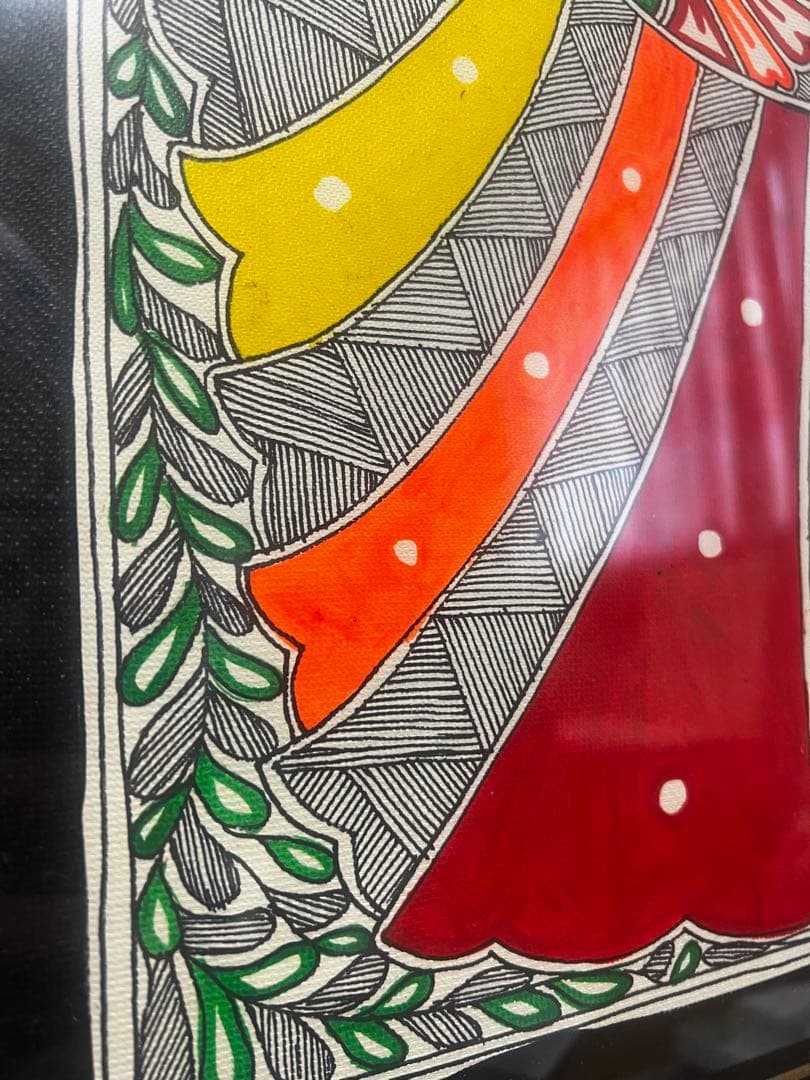 マドゥバニ（ミティラー）ペイント＜アニマル＞28 cm×38cm (大)サイン入