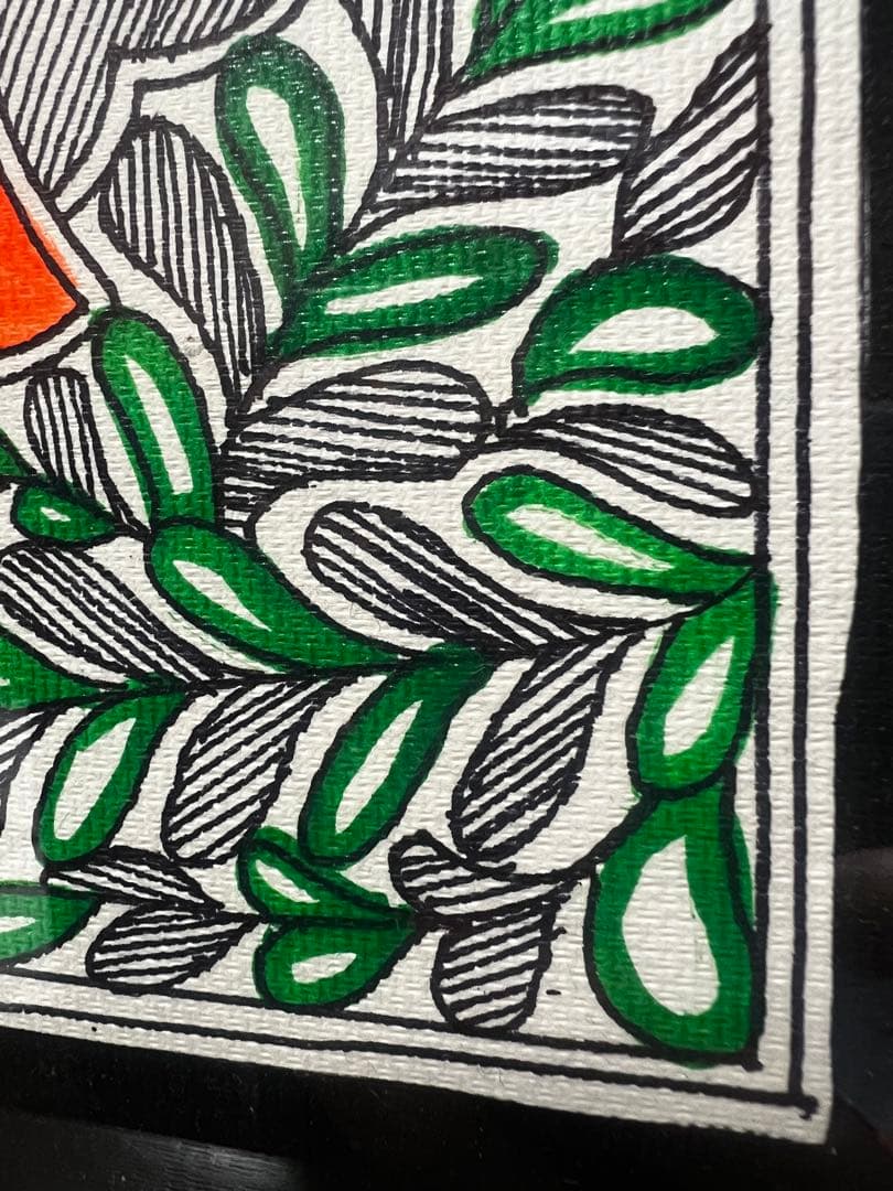 マドゥバニ（ミティラー）ペイント＜アニマル＞28 cm×38cm (大)サイン入