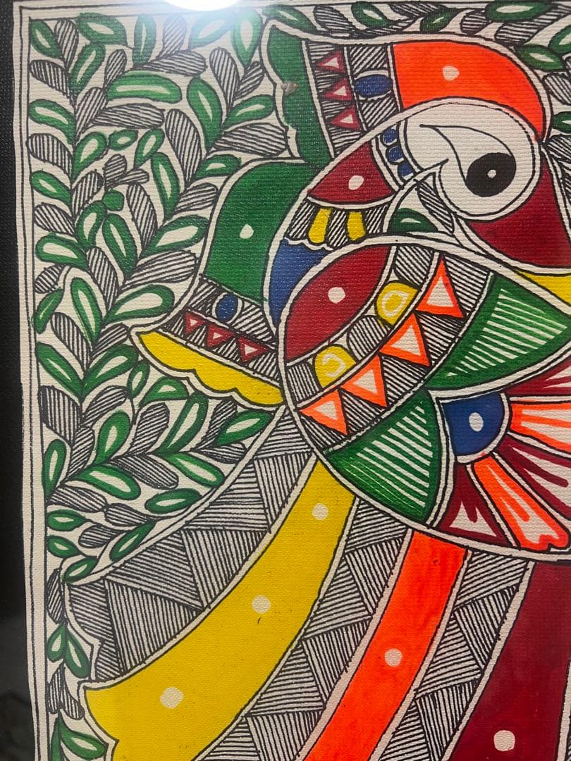 マドゥバニ（ミティラー）ペイント＜アニマル＞28 cm×38cm (大)サイン入