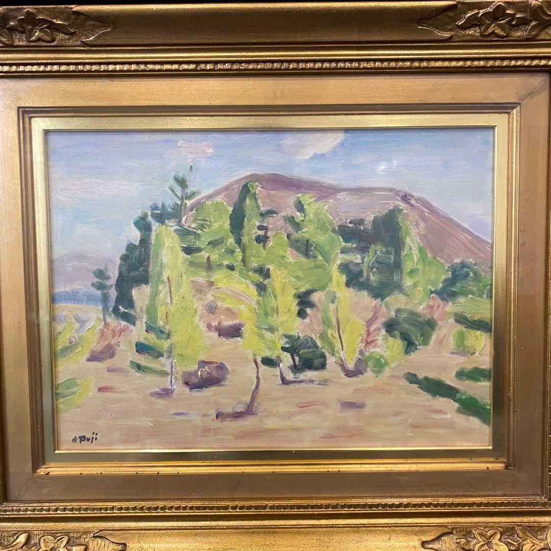 【新鹿江 早春】風景画 中型 金色フレーム　辻 永