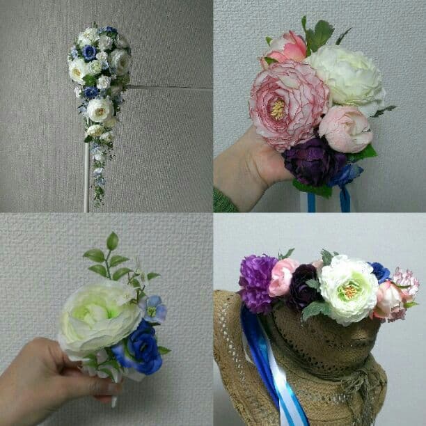 ブーケ　髪飾り　花かんむり　オーダーメイド　造花
