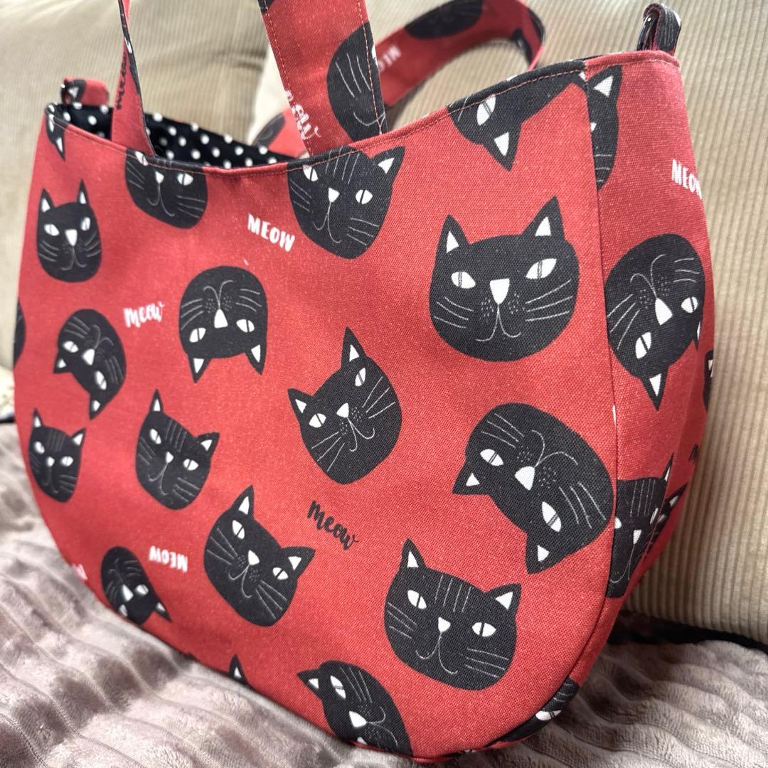 ♡ゆきそら♡トートバッグ♪Lサイズ＆お揃いお財布ポーチセット♡猫柄生地♡